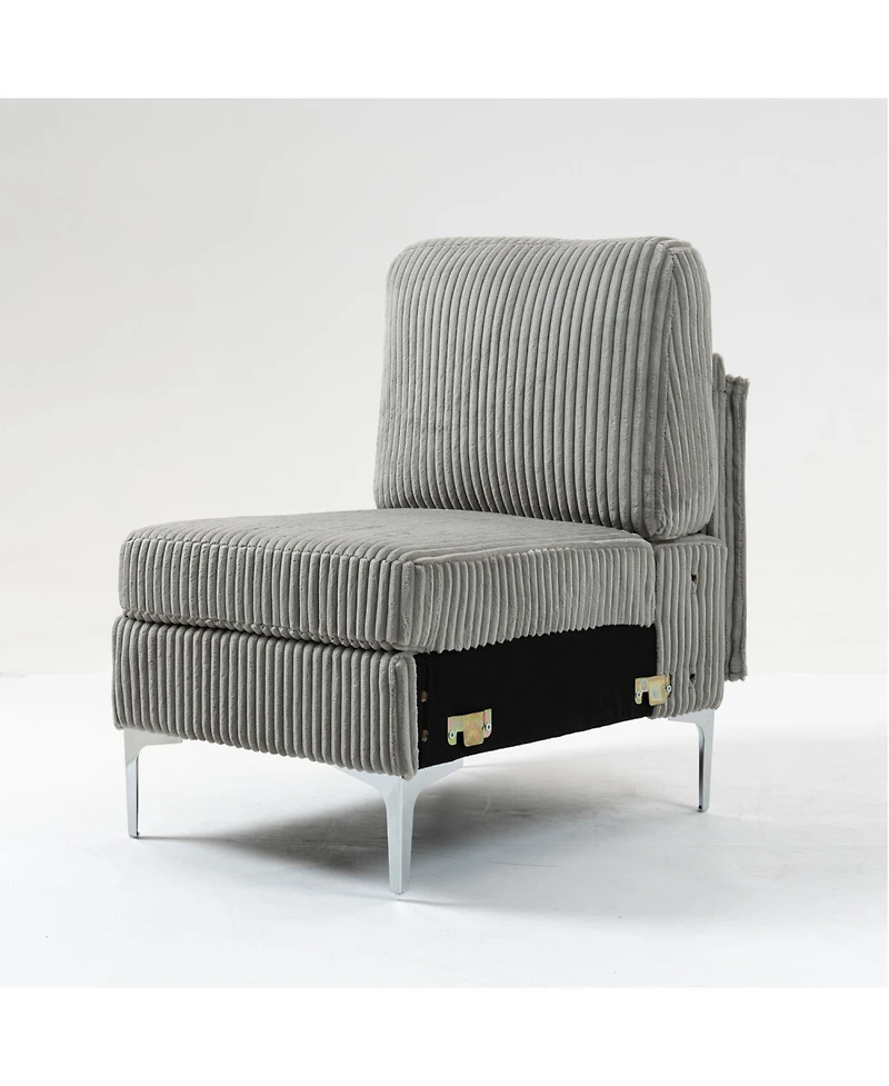 Streamdale Gray Corduroy Modular Armless Seat