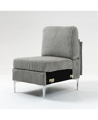 Streamdale Gray Corduroy Modular Armless Seat