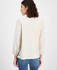 Nautica Jeans Women's 3/4-Sleeve Pintuck Blouse