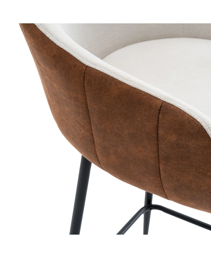 Modern Counter Height Bar Stools (26.5") with Cushioned Upholstery and Durable Metal Legs for Enhanced Home Decor (Brown