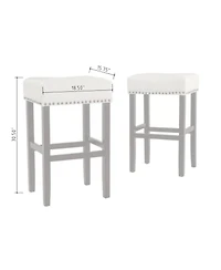 Streamdale 30-inch Backless ivory Leather Counter Stool (Set of 2)