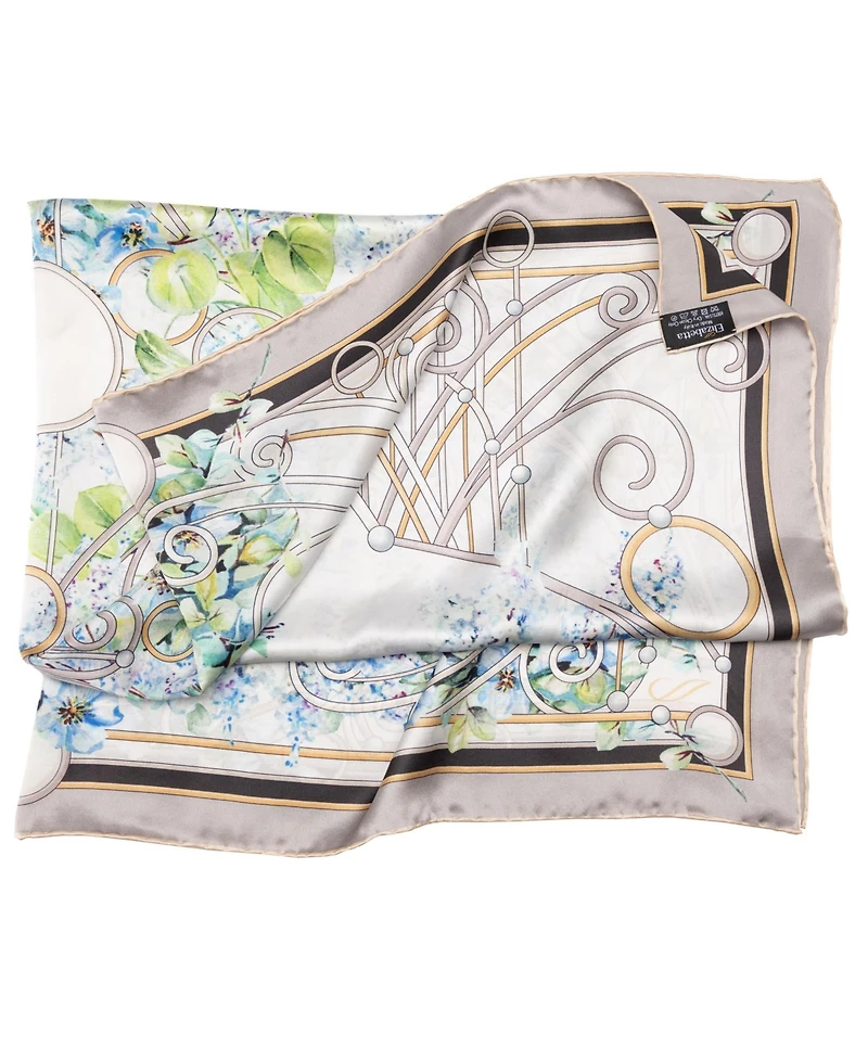 Lilac Garden - Hand Rolled Silk Foulard for Women