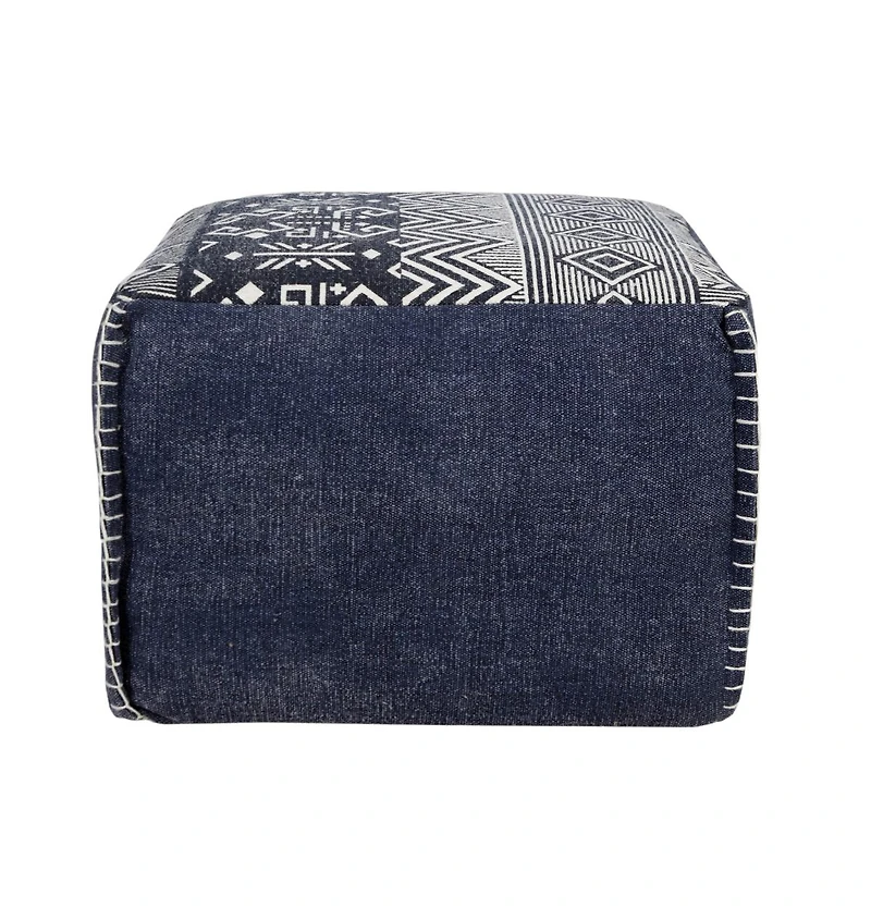 18" Blue 100% Cotton Ottoman