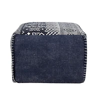 18" Blue 100% Cotton Ottoman