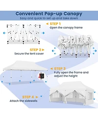 10 x 20 Ft Pop up Canopy with 6 Sidewalls and Windows and Carrying Bag for Party Wedding Picnic-White