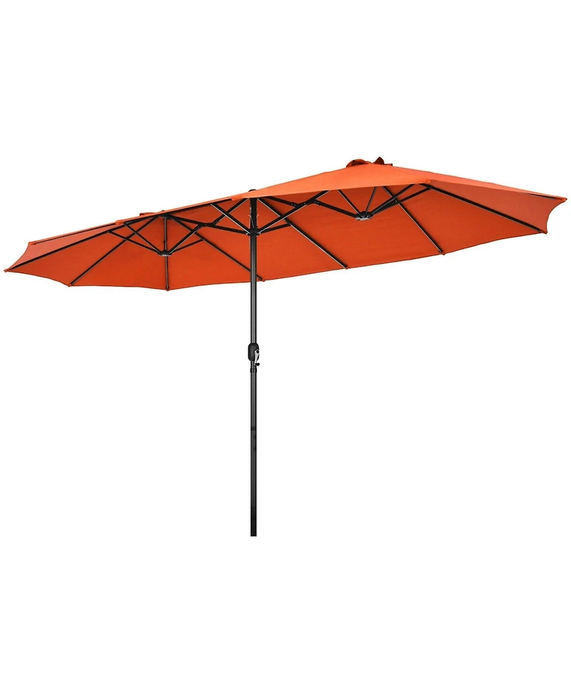 15 Feet Patio Double-Sided Umbrella with Hand-Crank System