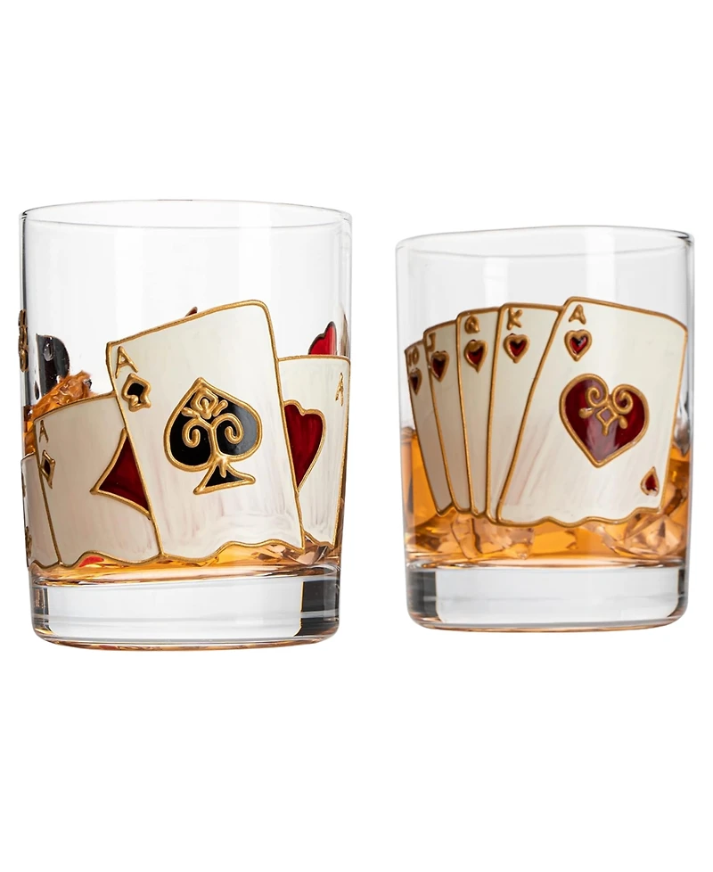 The Wine Savant Casino Whiskey Glasses, Set of 2