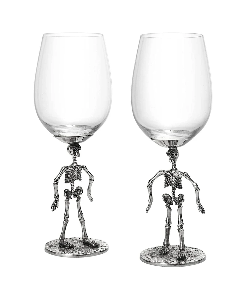 The Wine Savant Skeleton Stemmed Wine Glasses, Set of 2