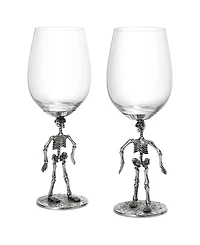 The Wine Savant Skeleton Stemmed Wine Glasses, Set of 2