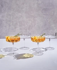 The Wine Savant Khen Vintage Wavy Flower Coupe Glasses, Set of 4