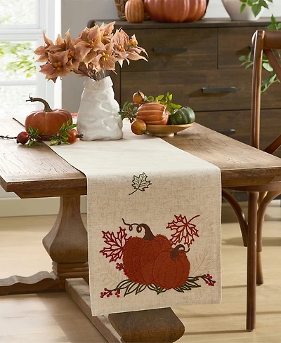 Elrene Cranston Embroidered Pumpkin Table Runner, 14" x 70"
