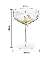 The Wine Savant Vintage Ginkgo Leaf Champagne Coupe Glasses, Set of 2