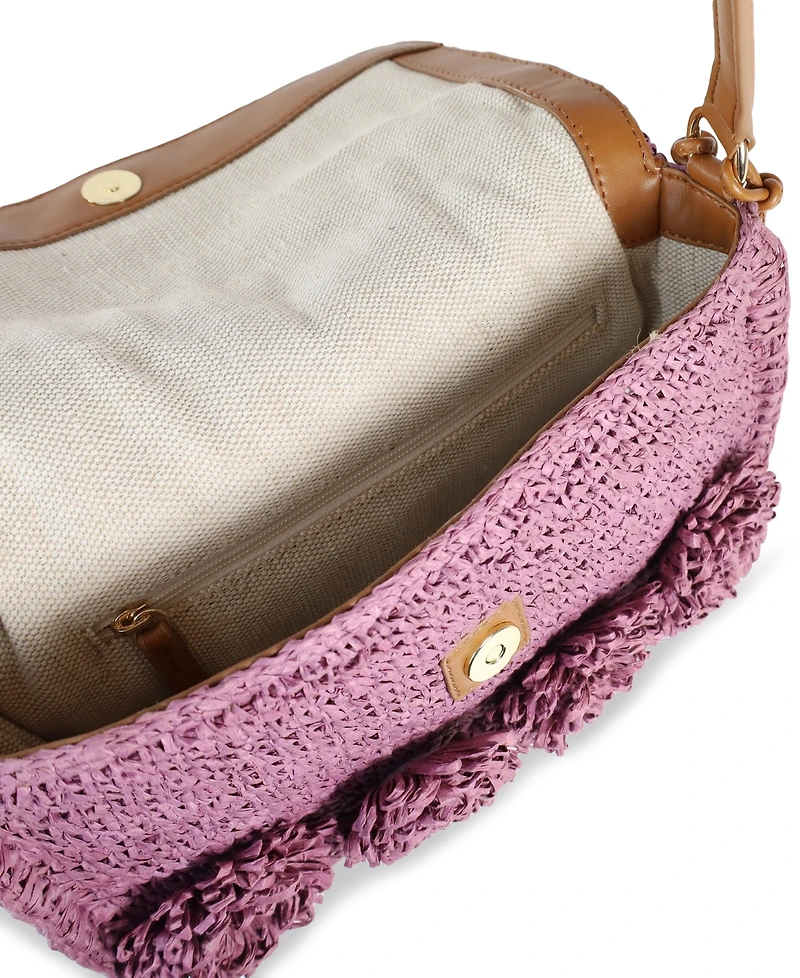 Sam Edelman Phoebe Small Raffia Shoulder Flap Shoulder Bag