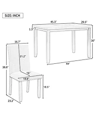 Streamdale Faux Marble 5-Piece Dining Set Table with 4 Thicken Cushion Chairs Home Furniture, White/Light Gray+Black