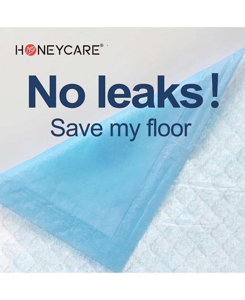 HoneyCare All-Absorb Puppy Training Pads, Ultra Absorbent and Odor Eliminating, Leak-Proof 5-Layer Potty Training Pads with Quick-Dry Surface 22"
