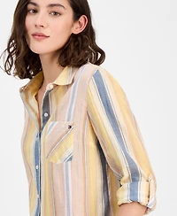 Tommy Hilfiger Women's Striped Roll-Tab Shirt