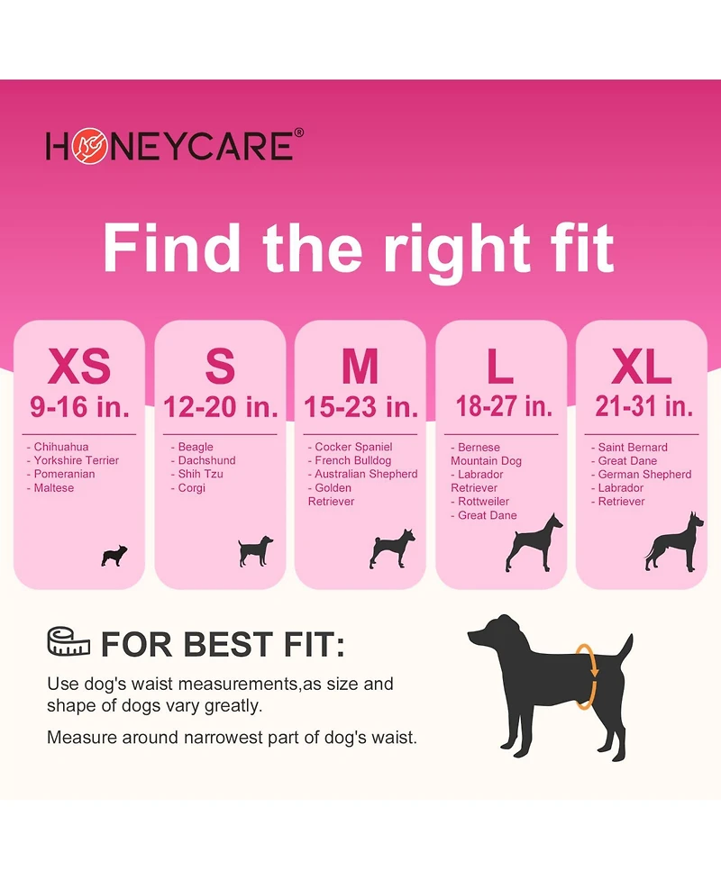 HoneyCare All-Absorb Disposable Female Dog Diapers, Super Absorbent, Breathable, Wetness Indicator, Small, 12-20 inches, 80ct