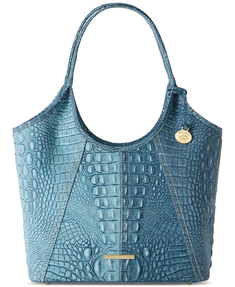 Brahmin Melora Denim Secour Large Leather Tote