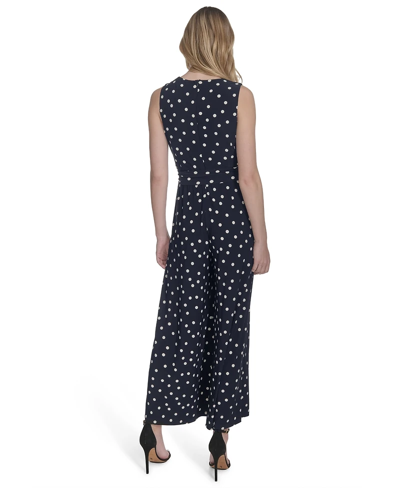 Tommy Hilfiger Women's Polka-Dot Straight-Leg Jumpsuit