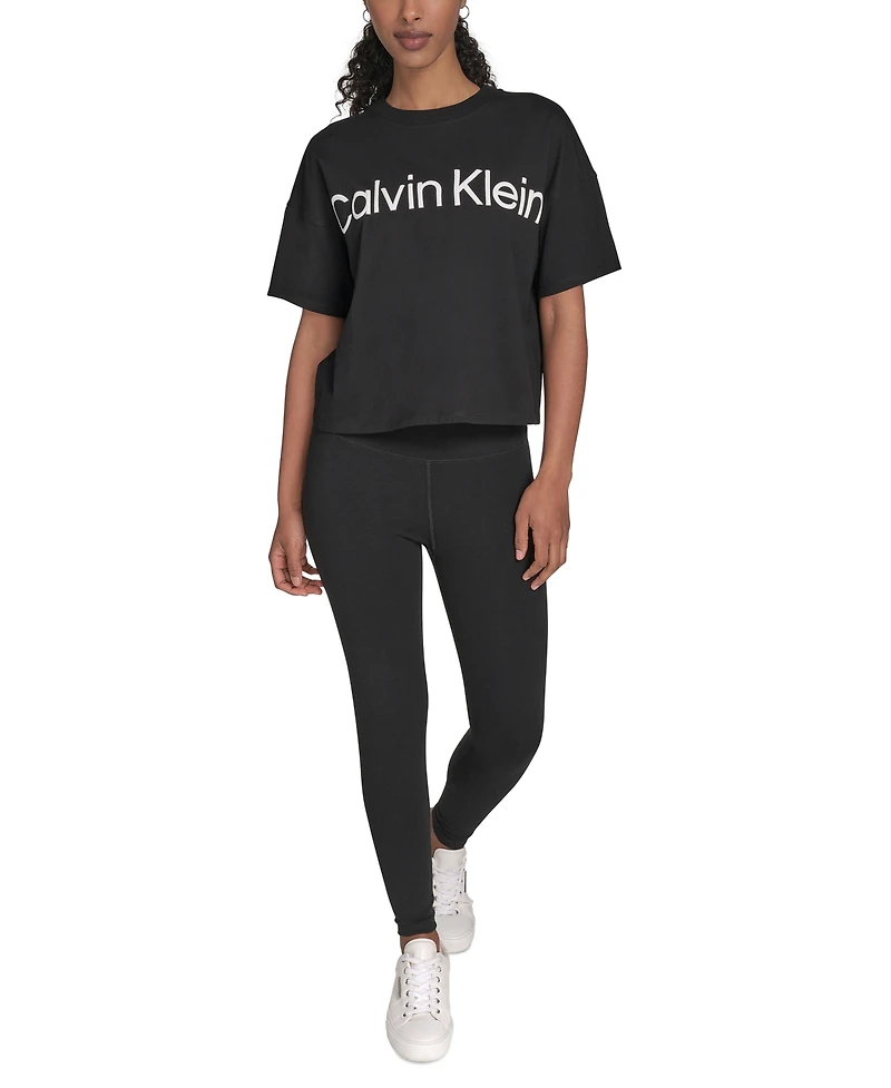 Calvin Klein Performance Women's Cotton Raised Logo Cropped T-Shirt