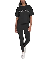 Calvin Klein Performance Women's Cotton Raised Logo Cropped T-Shirt