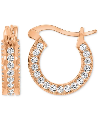 Cubic Zirconia Huggie Hoop Earrings Sterling Silver