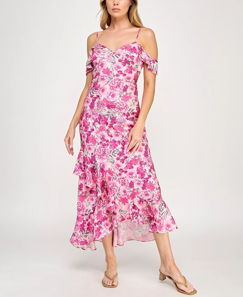 Bcx Juniors' Floral-Print High-Low Dress