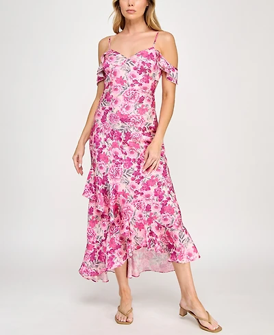 Bcx Juniors' Floral-Print High-Low Dress