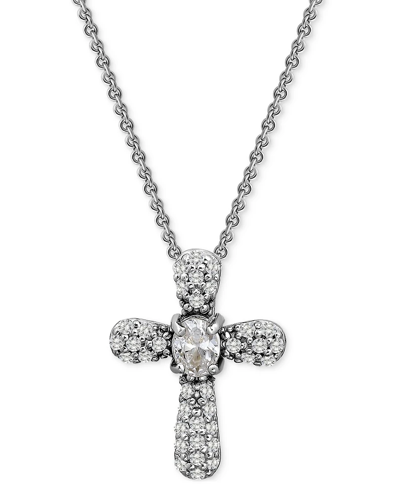 Giani Bernini Cubic Zirconia Cross Pendant Necklace (1/2 c.t. t.w.) in 18k Gold Over Sterling Silver, 16" + 2" extender, Exclusively at Macy's
