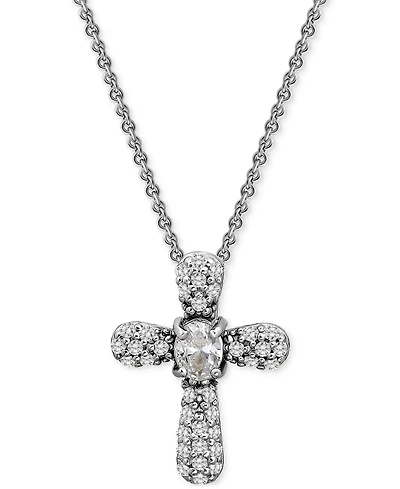 Giani Bernini Cubic Zirconia Cross Pendant Necklace (1/2 c.t. t.w.) in 18k Gold Over Sterling Silver, 16" + 2" extender, Exclusively at Macy's