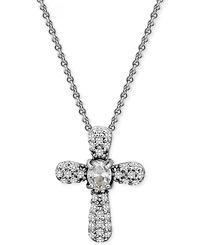 Giani Bernini Cubic Zirconia Cross Pendant Necklace (1/2 c.t. t.w.) in 18k Gold Over Sterling Silver, 16" + 2" extender, Exclusively at Macy's