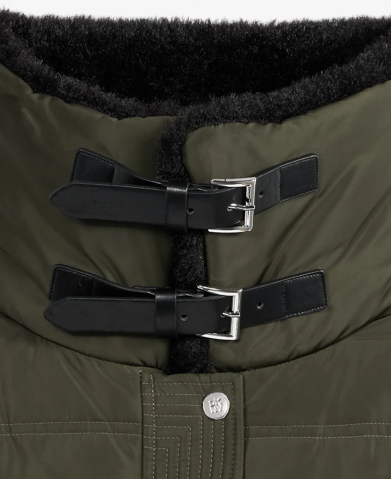 Dkny Women's Faux-Fur-Collar Zip-Front Puffer Coat