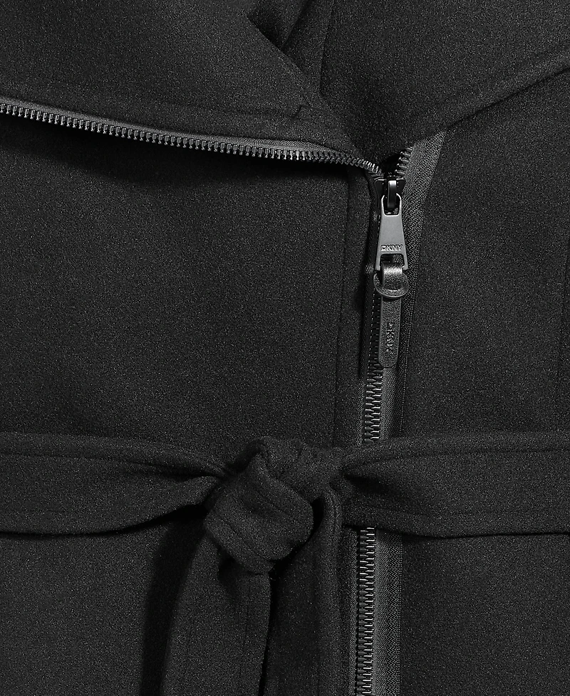 Dkny Women's Asymmetric Front-Zip Belted Coat, Exclusively at Macy's