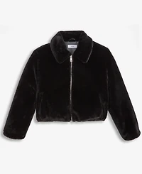 CeCe Petite Zip-Front Faux-Fur Bomber Jacket
