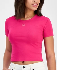 Hugo Women's Logo Crewneck Short-Sleeve Cropped T-Shirt