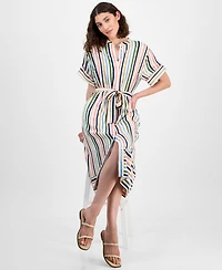 Nautica Jeans Women's Striped Belted Midi Dress