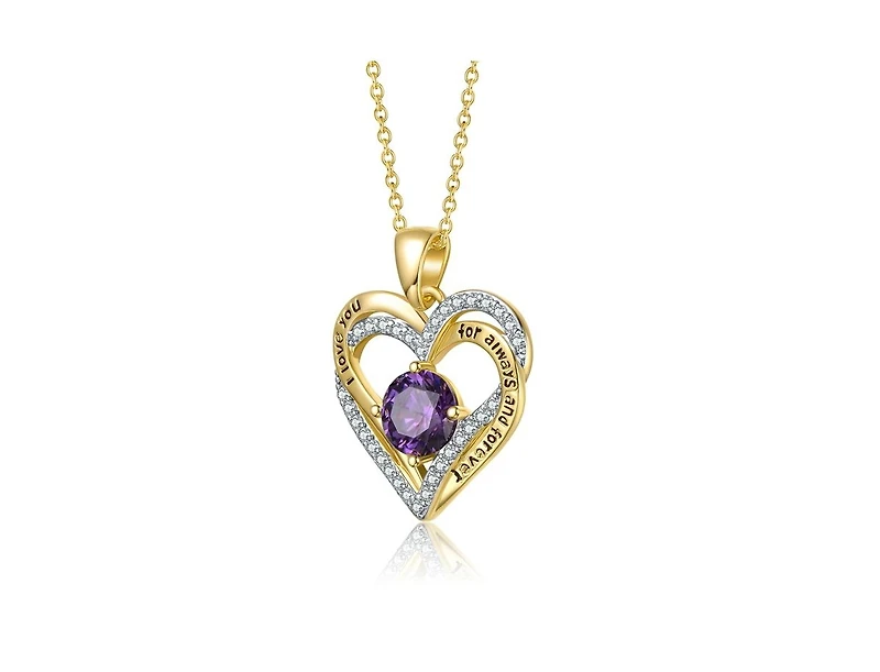 Radiant 14K Gold-Plated Birthstone Pendant Necklace