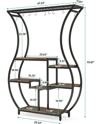 Tribesigns 6-Tier Plant Stand, 70.9 Inch Tall Plant Shelf with 10 Hanging Hooks, Vase Shape Ladder Plant Stand, Multi-Purpose Plant Display Rack for I