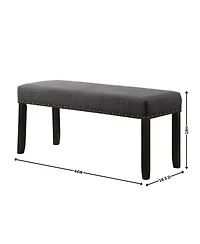 Streamdale Fabric Dining Bench with Nailhead Trim, Grey