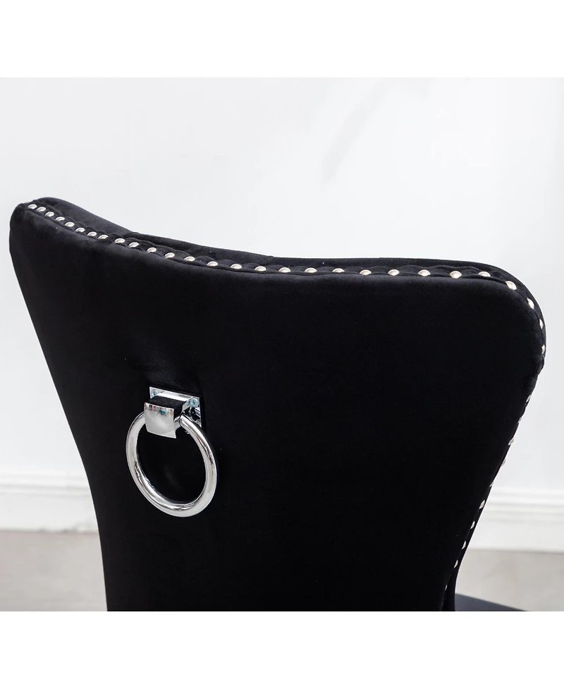 Streamdale Furniture Contemporary Tufted Velvet Chair with Nailhead Trim, Set of 2