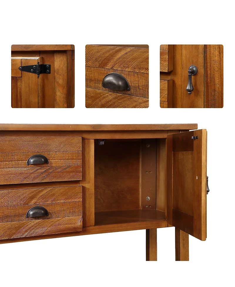 Streamdale Retro Style Solid Wood Sideboard with Drawers & Cabinets