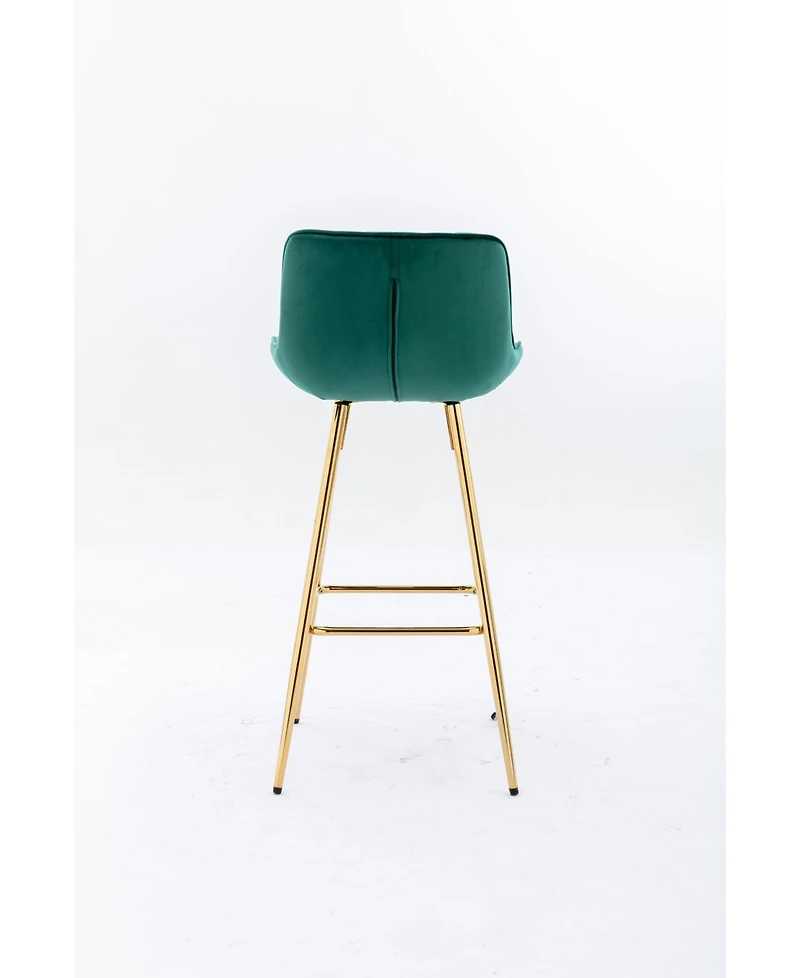 Streamdale Elegant Velvet Counter Bar Stools (Set of 2), Gold Leg