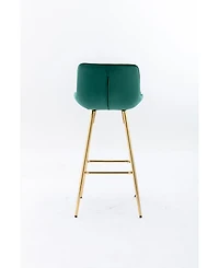 Streamdale Elegant Velvet Counter Bar Stools (Set of 2), Gold Leg