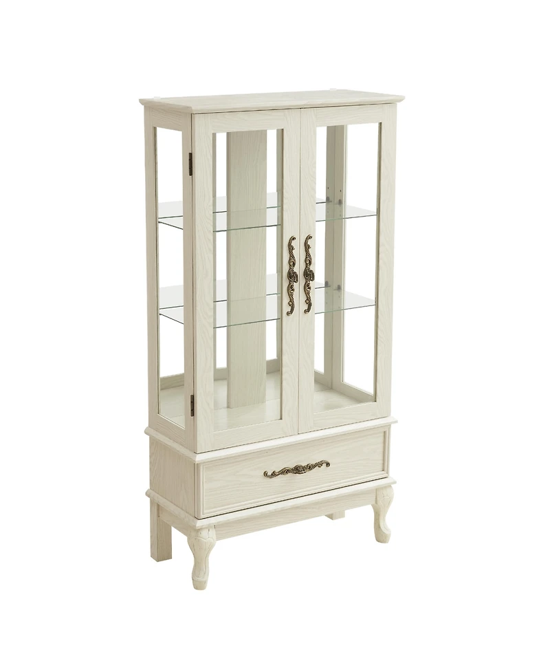Streamdale Lighted Glass Curio Cabinet with Bulbs