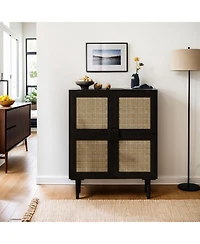 Streamdale 4-Door Rattan Mesh Cabinet for Entryway