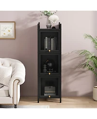 Streamdale Modern Glass Door Cabinet with Multi-tier Storage (Entryway, Living Room, Bathroom, Dining Room