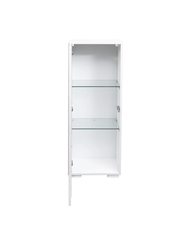 Streamdale Storage Cabinets with aluminum strip lamp,with Glass Shelves, for Living Room/Bedroom/Office
