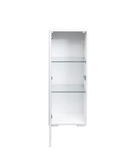 Streamdale Storage Cabinets with aluminum strip lamp,with Glass Shelves, for Living Room/Bedroom/Office