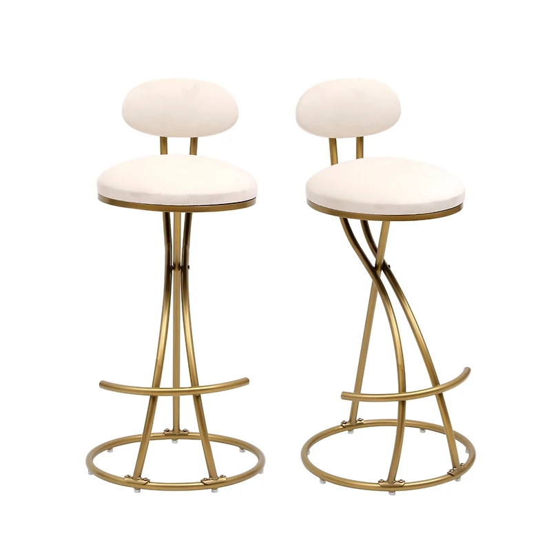 Streamdale Furniture Stylish and Comfortable Velvet Barstools with Anti-Slip Pads and Metal Frame