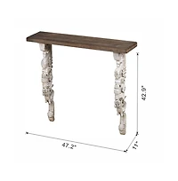 Streamdale 47x11x43" Classic Vintage Natural and White Wall Shelf